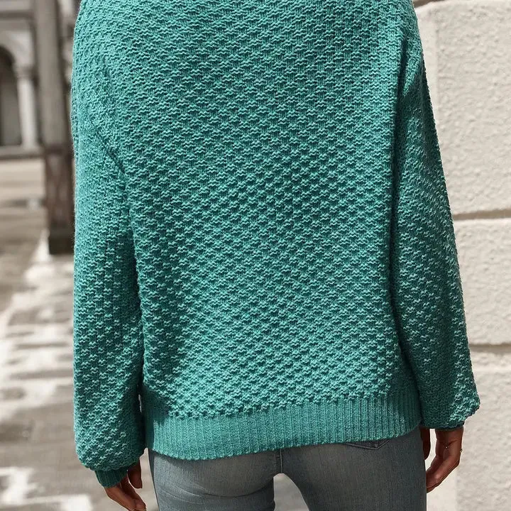 Solid Color Knitted Turtleneck Sweater