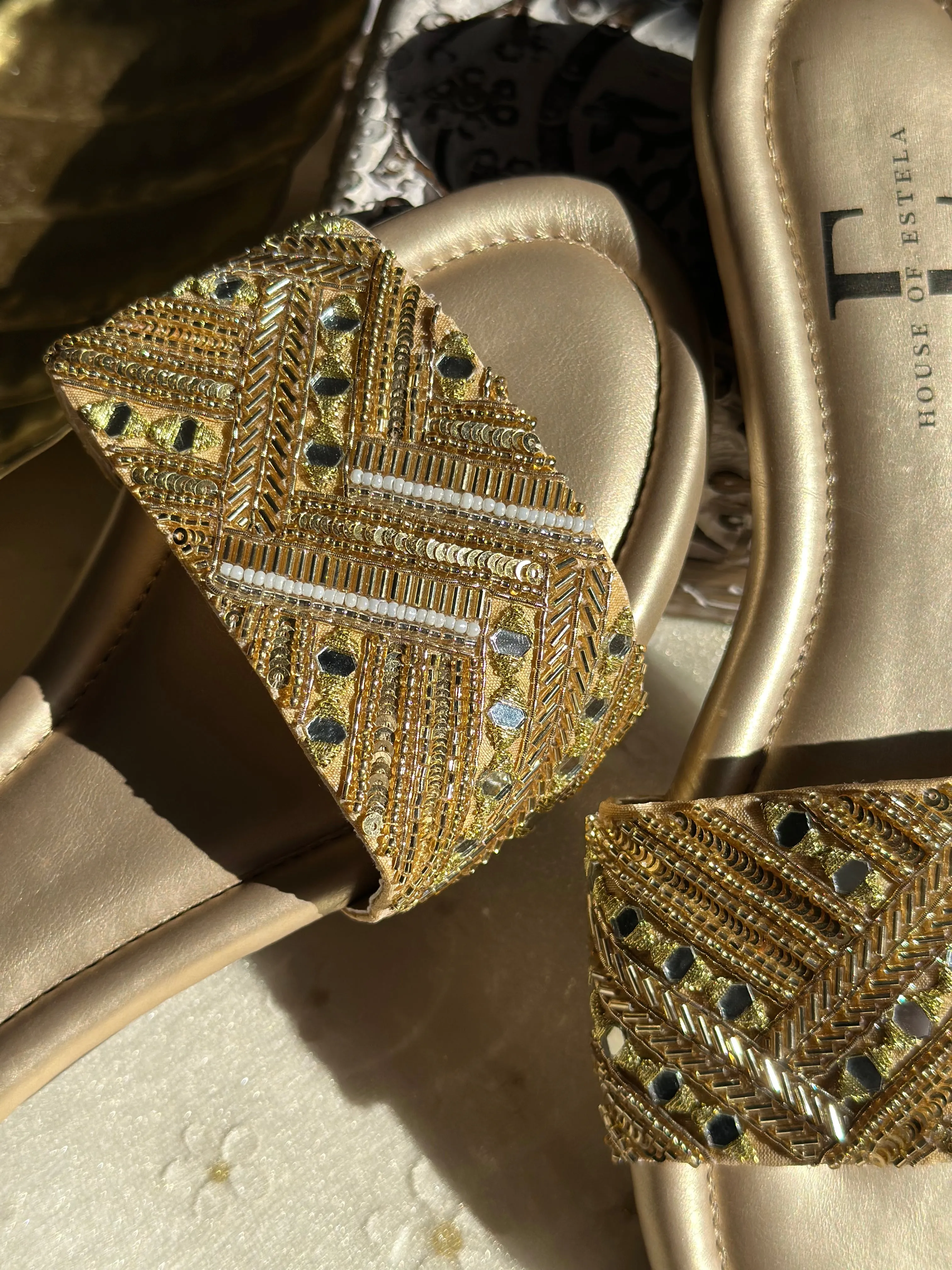 Sparkle Golden Sandal Flats