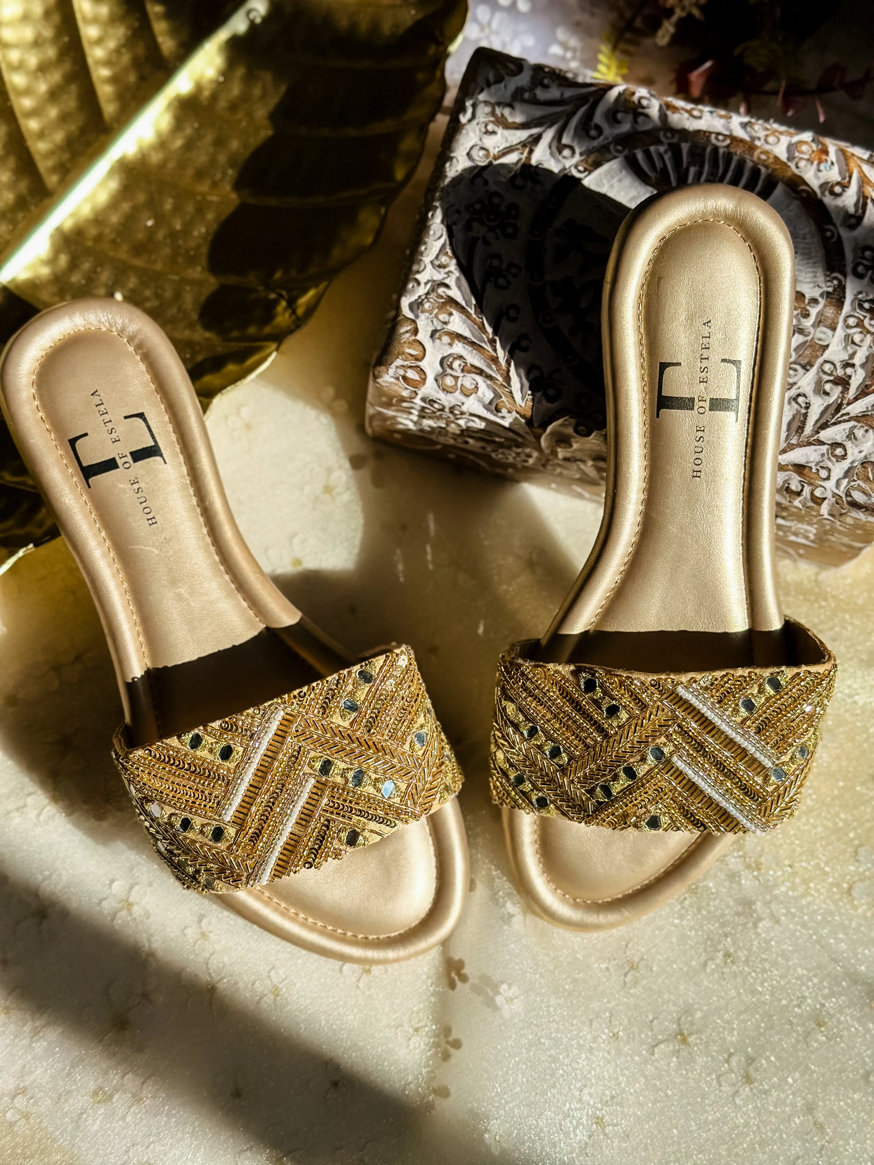 Sparkle Golden Sandal Flats