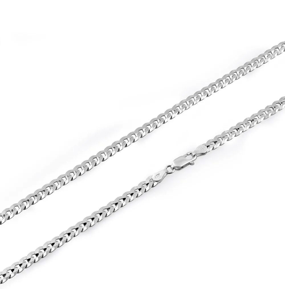 Sterling Silver Flat Curb Chain Necklace 4.8mm