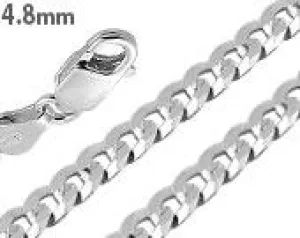 Sterling Silver Flat Curb Chain Necklace 4.8mm