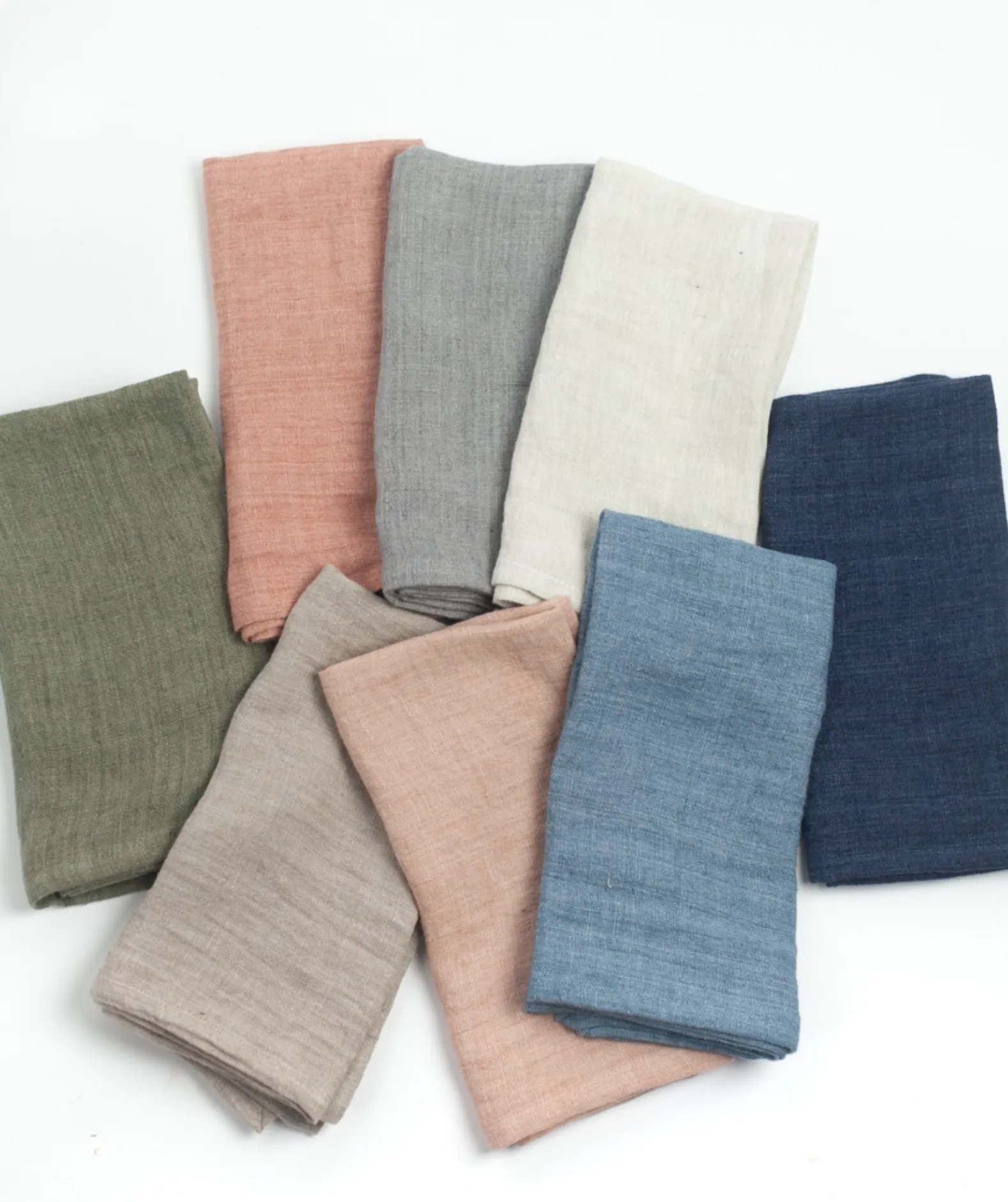 Stone Washed Linen Hemmed Dinner Napkins
