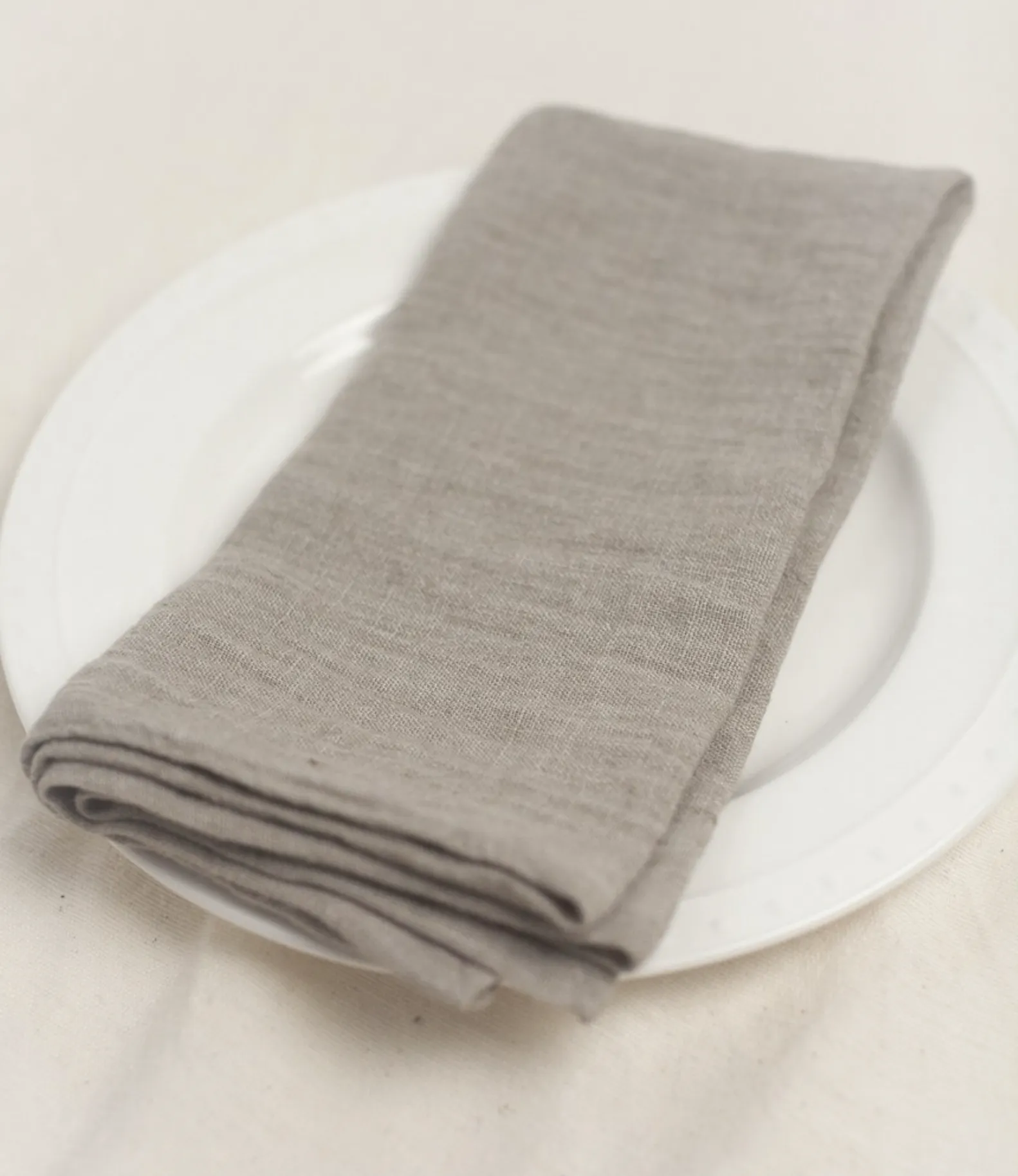 Stone Washed Linen Hemmed Dinner Napkins