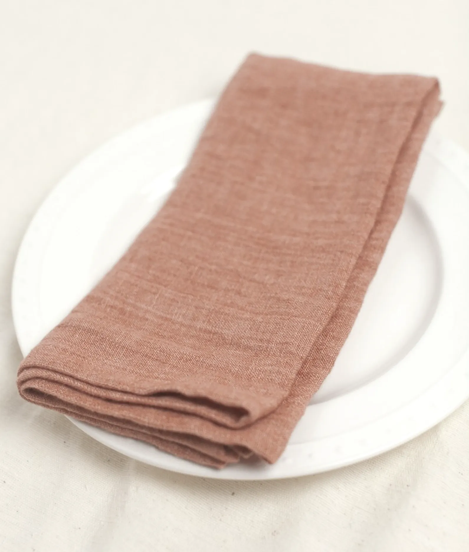 Stone Washed Linen Hemmed Dinner Napkins