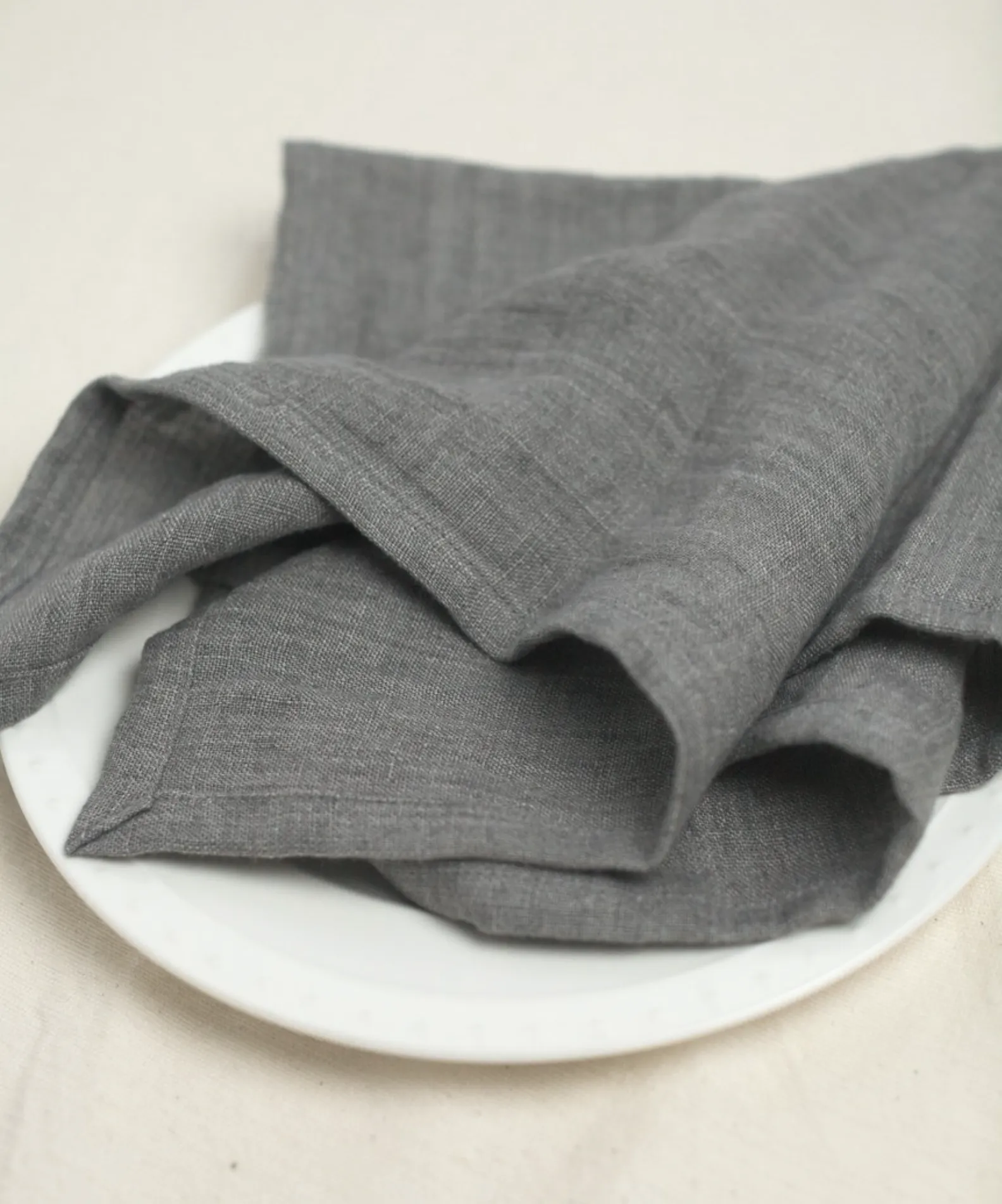 Stone Washed Linen Hemmed Dinner Napkins