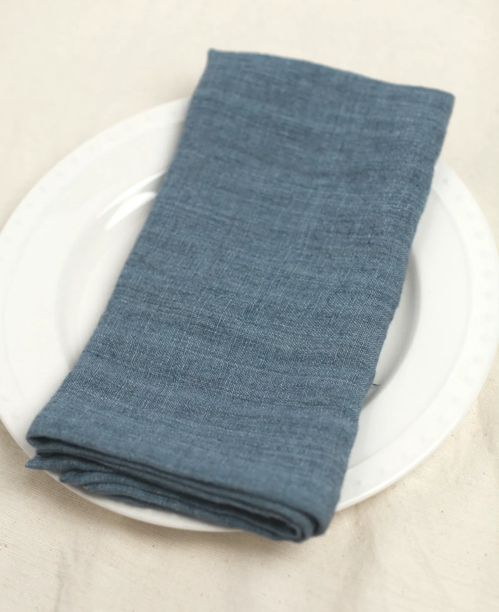 Stone Washed Linen Hemmed Dinner Napkins