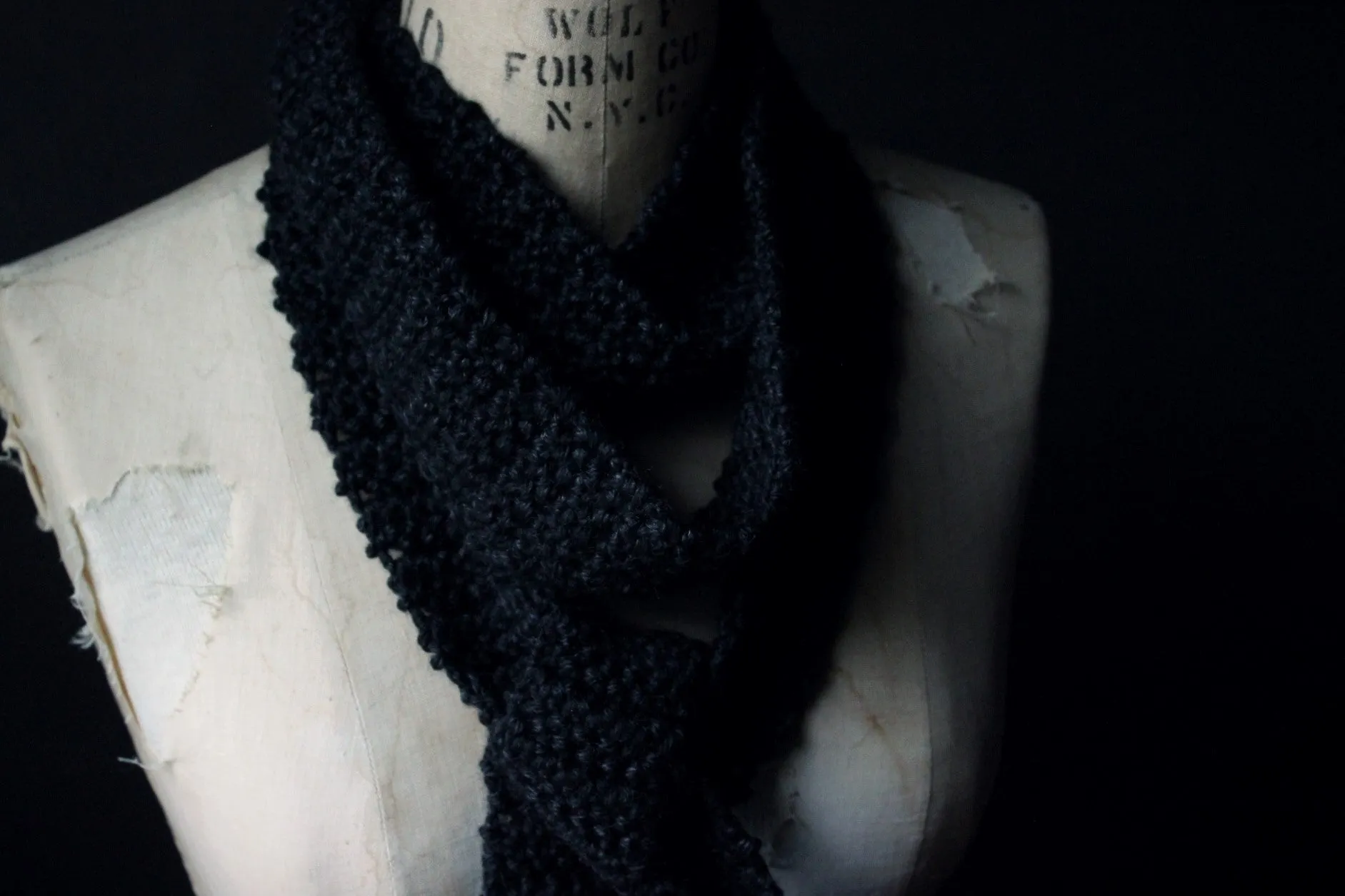 The Blacksmith's Cottage. Storyteller Series. Hand Crocheted Skinny Rustic Fringe Scarf.