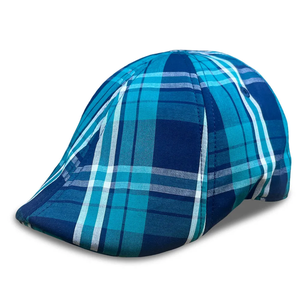 The Sweetwater Plaid Trainer Boston Scally Cap - Tealwater