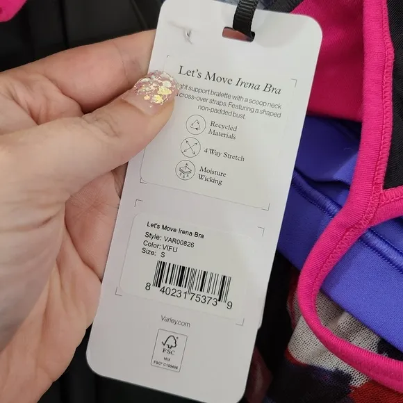 Varley Let's Move Irena Sports Bra Vibrant Fuschia pink size small NWT NEW