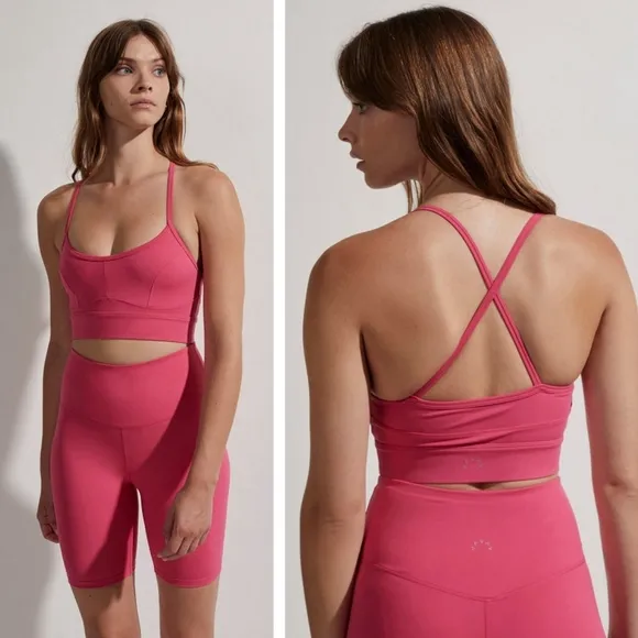 Varley Let's Move Irena Sports Bra Vibrant Fuschia pink size small NWT NEW