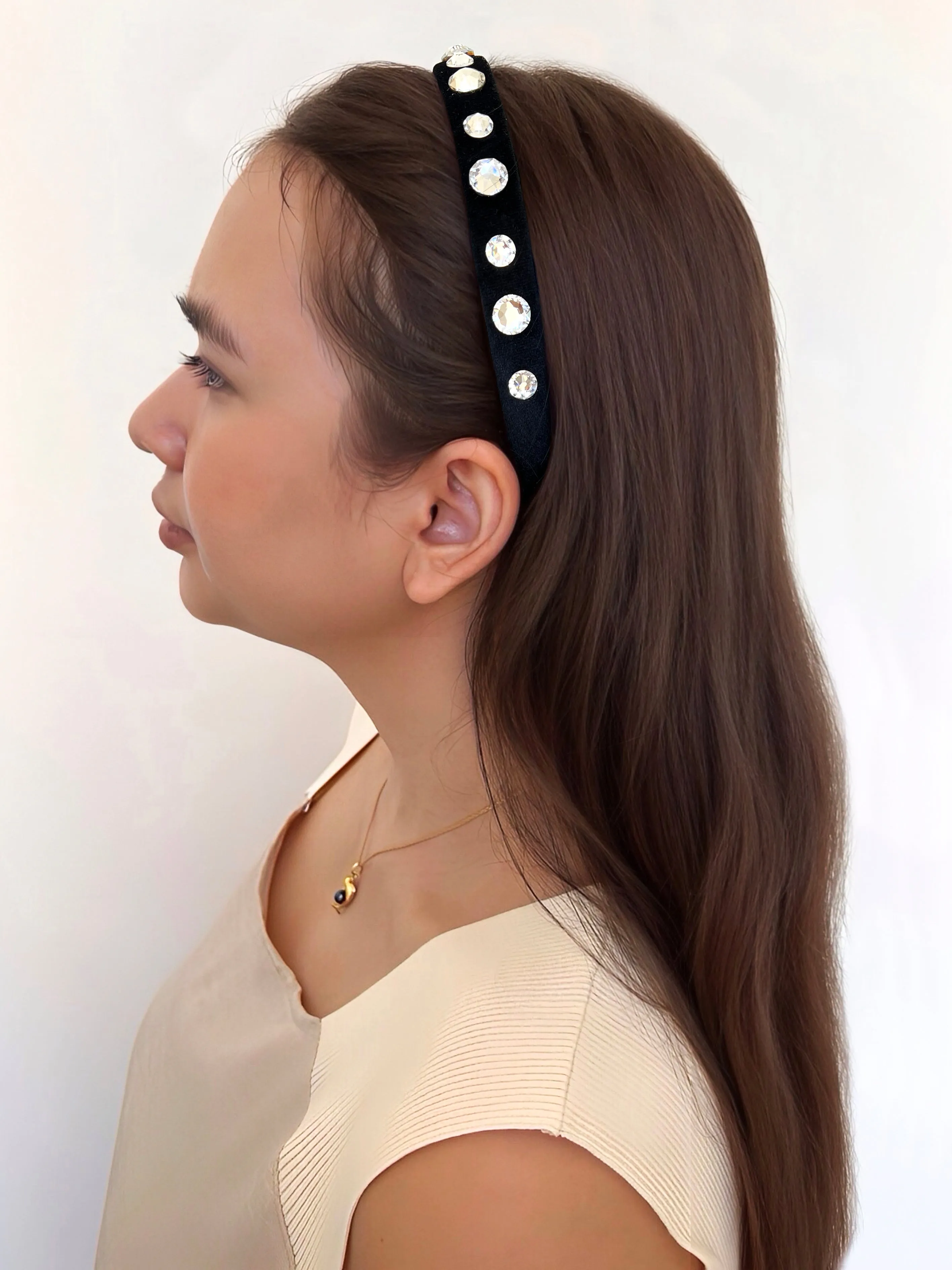 Velvet Crystal 1.5 cm Flat Headband