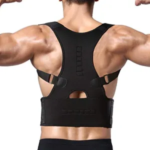 VWOX Corrector Shoulder Magnetic Back Support Belt Posture Corrector Therapy Shoulder Belt for Upper Back Pain Relief for Men and Women (Magnetic) (S, Black)
