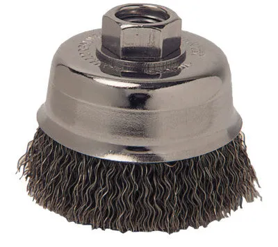 Weiler® Vortec Pro Crimped Wire Cup Brush, 3 1/2" Dia, 5/8-11, 0.014" Steel, Display, 36068