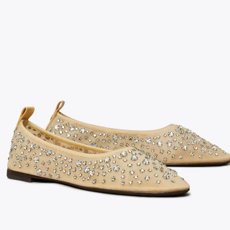 Womens | Tory Burch Crystal Ballet Flats Sheer