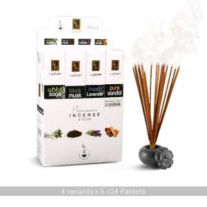 Zed Black Incense Fragrance Sticks - 4 Different Fragrances Pack of 24